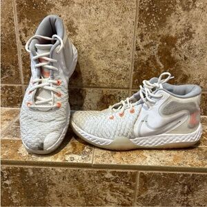 Nike KD High tops White and Gray Athletic Shoes with Mesh Upper